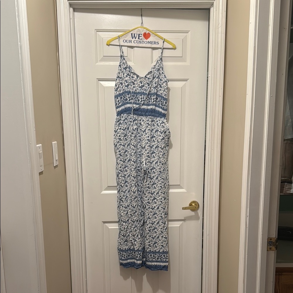Bohemian Blue and White Paisley Jumpsuit
